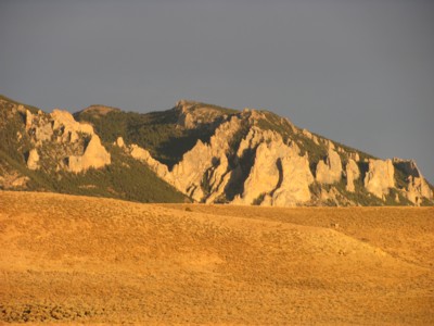 Sun setting on the Absarokee Beartooth Mountains